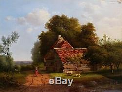 Marinus Adrianus KOEKKOEK tableau hollandais paysage Hollande Pays-Bas campagne