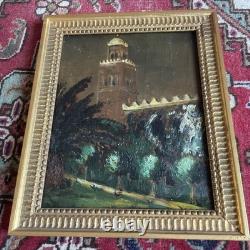 Marrakech Mosquée Koutoubia Huile Sur Panneau À Identifier 1939 Bel État Rare