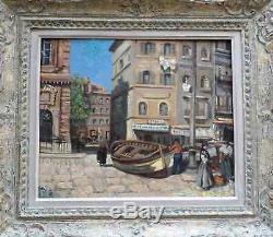 Marseille 1920. Vieux Port Animé. Grande & Lumineuse Peinture Impressionniste