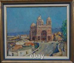 Marseille 1930 La Major & La Joliette. Grand & Lumineux Tableau Impressionniste