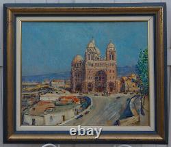 Marseille 1930 La Major & La Joliette. Grand & Lumineux Tableau Impressionniste