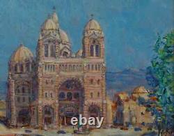 Marseille 1930 La Major & La Joliette. Grand & Lumineux Tableau Impressionniste