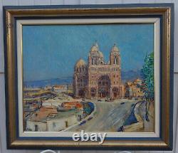 Marseille 1930 La Major & La Joliette. Grand & Lumineux Tableau Impressionniste