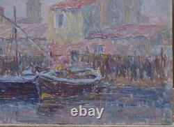 Martigues. Henri AURRENS (1873-1934). Barques amarrées. Provence, Marseille