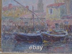 Martigues. Henri AURRENS (1873-1934). Barques amarrées. Provence, Marseille