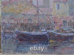 Martigues. Henri AURRENS (1873-1934). Barques amarrées. Provence, Marseille