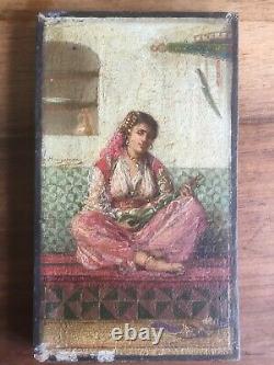 Mauresque d'Alger Jan Baptist Huysmans. Huile sur bois. 97x165mm. A nettoyer