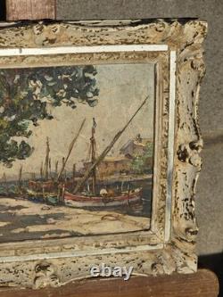 Maurice BARLE (1903-1961) Bateaux amarrés Peinture Huile sur panneau signée