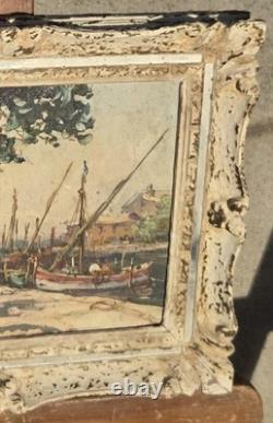 Maurice BARLE (1903-1961) Bateaux amarrés Peinture Huile sur panneau signée