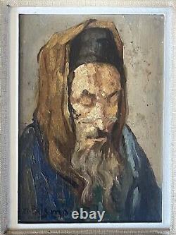 Maurice Bismouth (1891-1965) Huile sur bois Signée Portrait de rabbin XX
