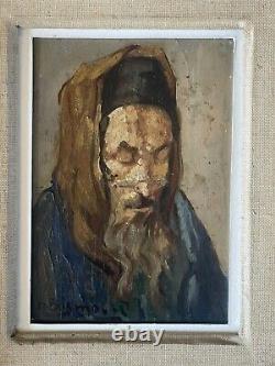 Maurice Bismouth (1891-1965) Huile sur bois Signée Portrait de rabbin XX