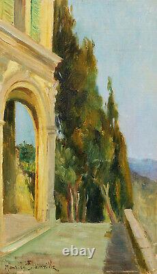 Maurice Louis DAINVILLE tableau paysage ITALIE Florence parc palais vue 19ème