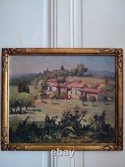 Michel VILALTA (1871-1942) Mas provençal huile sur panneau cadre bois doré