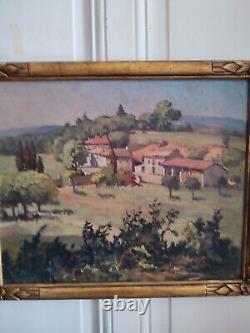 Michel VILALTA (1871-1942) Mas provençal huile sur panneau cadre bois doré