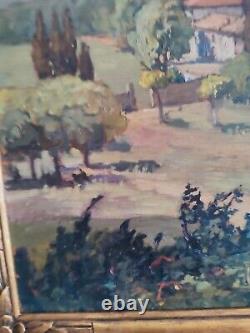 Michel VILALTA (1871-1942) Mas provençal huile sur panneau cadre bois doré