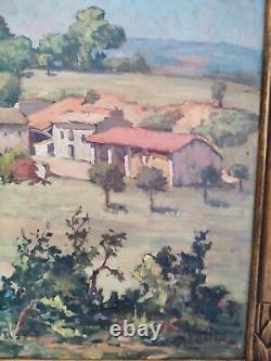 Michel VILALTA (1871-1942) Mas provençal huile sur panneau cadre bois doré