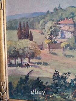 Michel VILALTA (1871-1942) Mas provençal huile sur panneau cadre bois doré