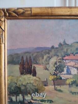 Michel VILALTA (1871-1942) Mas provençal huile sur panneau cadre bois doré