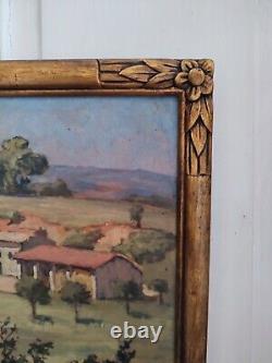 Michel VILALTA (1871-1942) Mas provençal huile sur panneau cadre bois doré