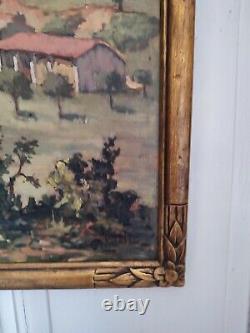 Michel VILALTA (1871-1942) Mas provençal huile sur panneau cadre bois doré