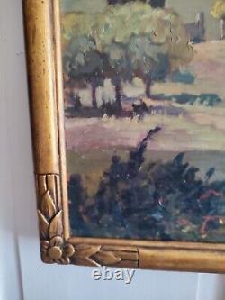 Michel VILALTA (1871-1942) Mas provençal huile sur panneau cadre bois doré