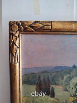Michel VILALTA (1871-1942) Mas provençal huile sur panneau cadre bois doré