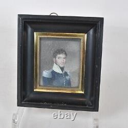 Miniature, Portrait De Jeune Homme, XIXème Siècle