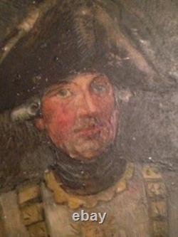 Miniature XIXe siècle Portrait d'un Militaire en cuirasse Chapeau Tricorne 19eme