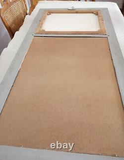 Miroir trumeau en bois sculpté orné d'une huile sur toile paysage champêtre