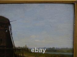 Moulin en Hollande. Auguste ANASTASI (1820-1889). Peintre français école barbizon Moulin en Hollande. Auguste ANASTASI (1820-1889). Peintre français école barbizon
