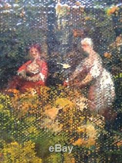 NARCISSE DIAZ DE LA PENA XIXe Femmes dans un bois Tableau ancien Huile sur toile