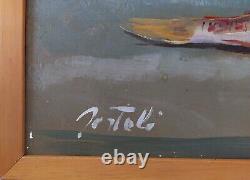 Nature Morte aux Poissons-Crustacés-Pichets Grande Peinture Huile Moderne signée