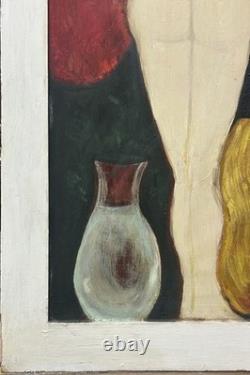 Nude Female Girl, Large Original Vintage Oil Painting XX Century, Framed