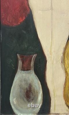 Nude Female Girl, Large Original Vintage Oil Painting XX Century, Framed