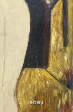 Nude Female Girl, Large Original Vintage Oil Painting XX Century, Framed