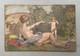 Nymphe Et Putto, &eacute;cole Symboliste, Huile Sur Panneau, Tableau Ancien, Peinture