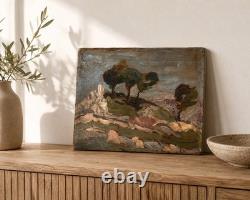 Oil on Wood Panel French Provençal Landscape c. 1930-50 Original Painting
