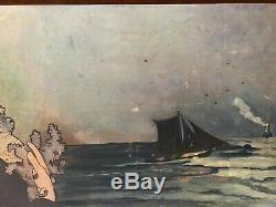 Old Original Vintage Oil Painting Breton Peinture Ancienne La Topeze, Mucha