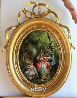 Omer Hippolyte BALLUE, Paysage, scène galante, femme, tableau, peinture, France
