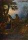 Original 18th Century Oil Painting Scene De Genre, Donation To Pan's God