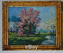Oscar THURILLOT- Paire d'Huiles sur Panneau Paysage Printanier et Sous Bois