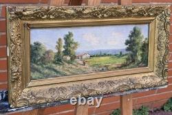 PASCAL JULES. Paysage Animé Peinture huile sur panneau bois signé