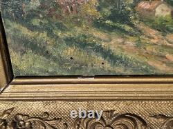 PASCAL JULES. Paysage Animé Peinture huile sur panneau bois signé