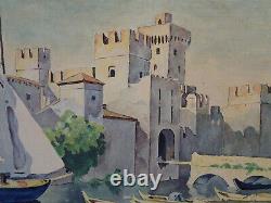 PEINTURE ITALIE LACS ITALIENS Sirmione Forteresse Scaligera lac de Garde Château