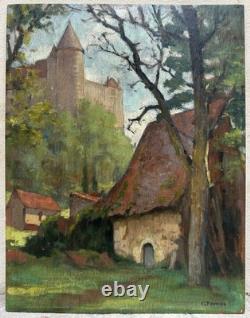PERRON Charles Clément Tableau Paysage Château de la Loire Nantes Peinture Huile
