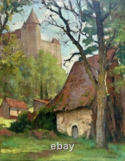 PERRON Charles Clément Tableau Paysage Château de la Loire Nantes Peinture Huile