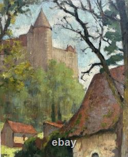 PERRON Charles Clément Tableau Paysage Château de la Loire Nantes Peinture Huile