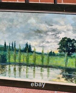 PIERRE PIOT Paysage Bord de Rivière Peinture huile sur panneau de bois