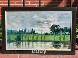 PIERRE PIOT Paysage Bord de Rivière Peinture huile sur panneau de bois