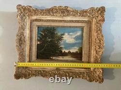 Painting Peinture Huile sur carton peche Pêcheur art Cadre Montparnasse 1900 Old